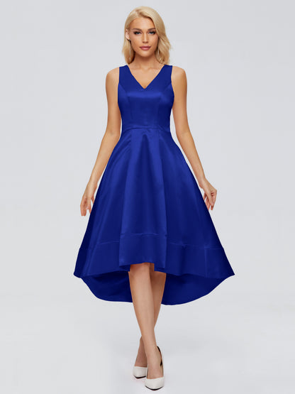 Ashley Straps Knee-length Satin Bridesmaid Dress