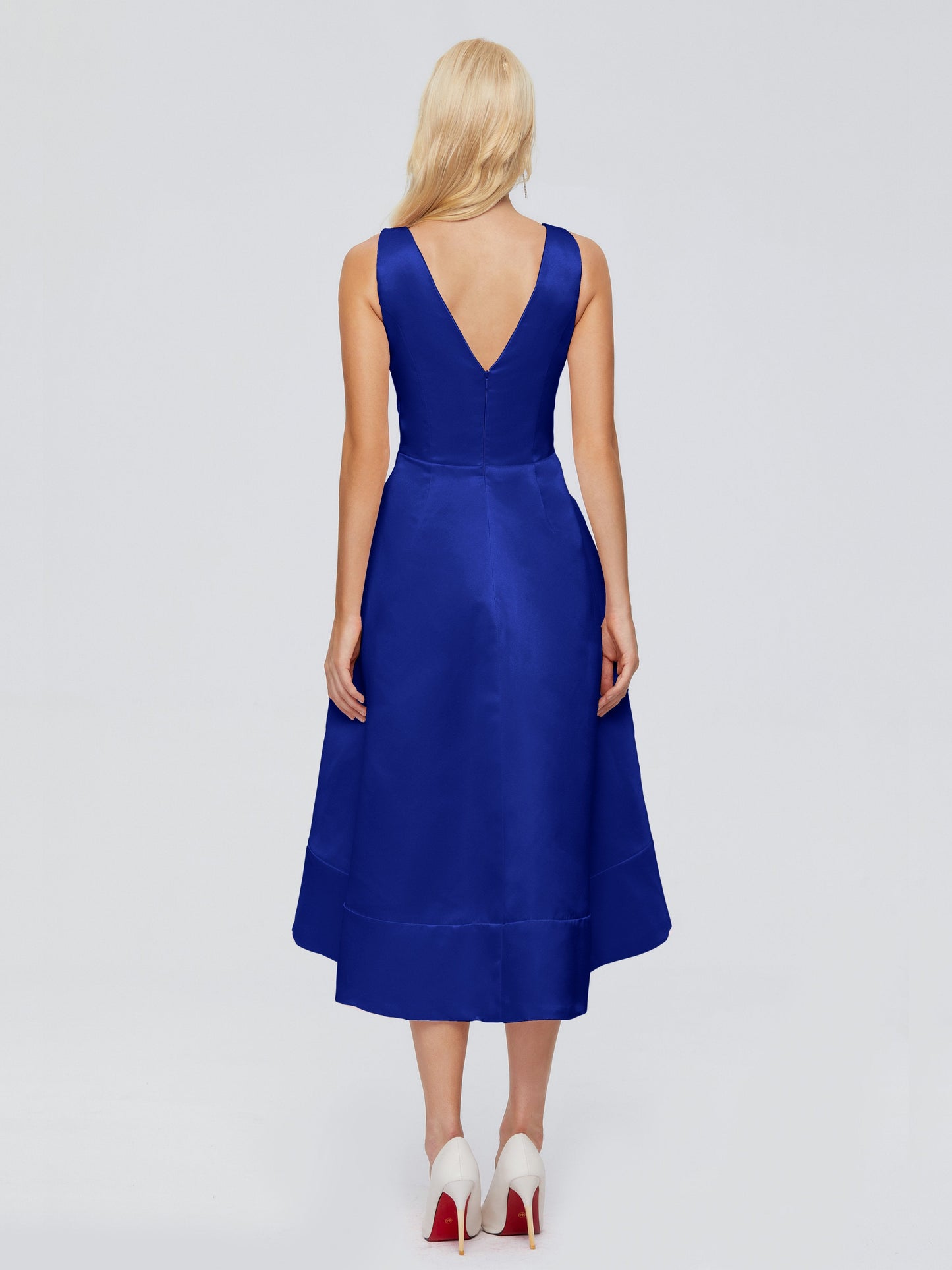 Ashley Straps Knee-length Satin Bridesmaid Dress