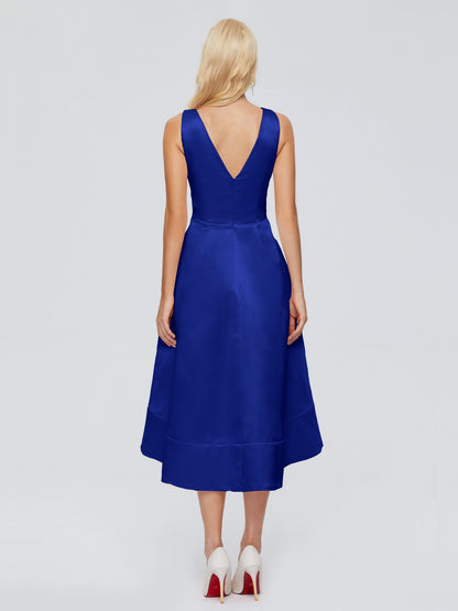 Ashley Straps Knee-length Satin Bridesmaid Dress