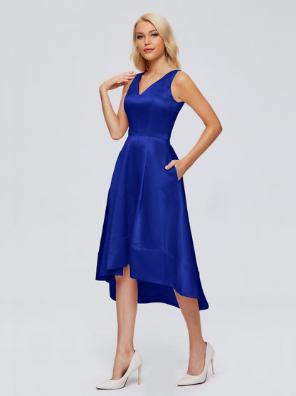 Ashley Straps Knee-length Satin Bridesmaid Dress