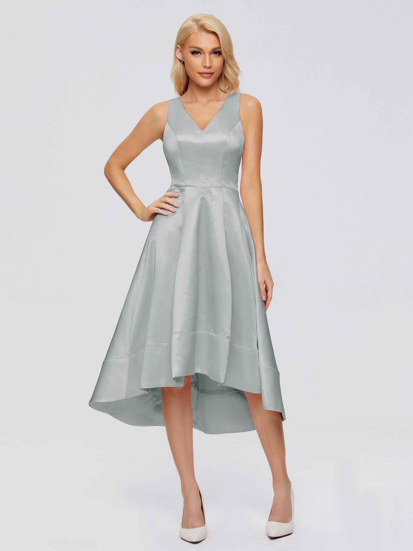 Ashley Straps Knee-length Satin Bridesmaid Dress