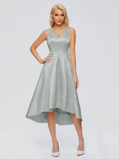 Ashley Straps Knee-length Satin Bridesmaid Dress
