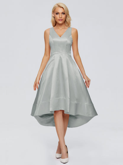 Ashley Straps Knee-length Satin Bridesmaid Dress