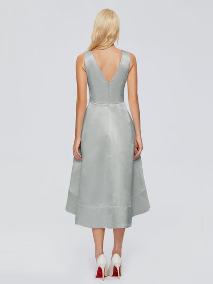 Ashley Straps Knee-length Satin Bridesmaid Dress