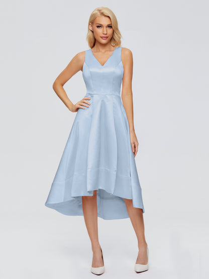 Ashley Straps Knee-length Satin Bridesmaid Dress
