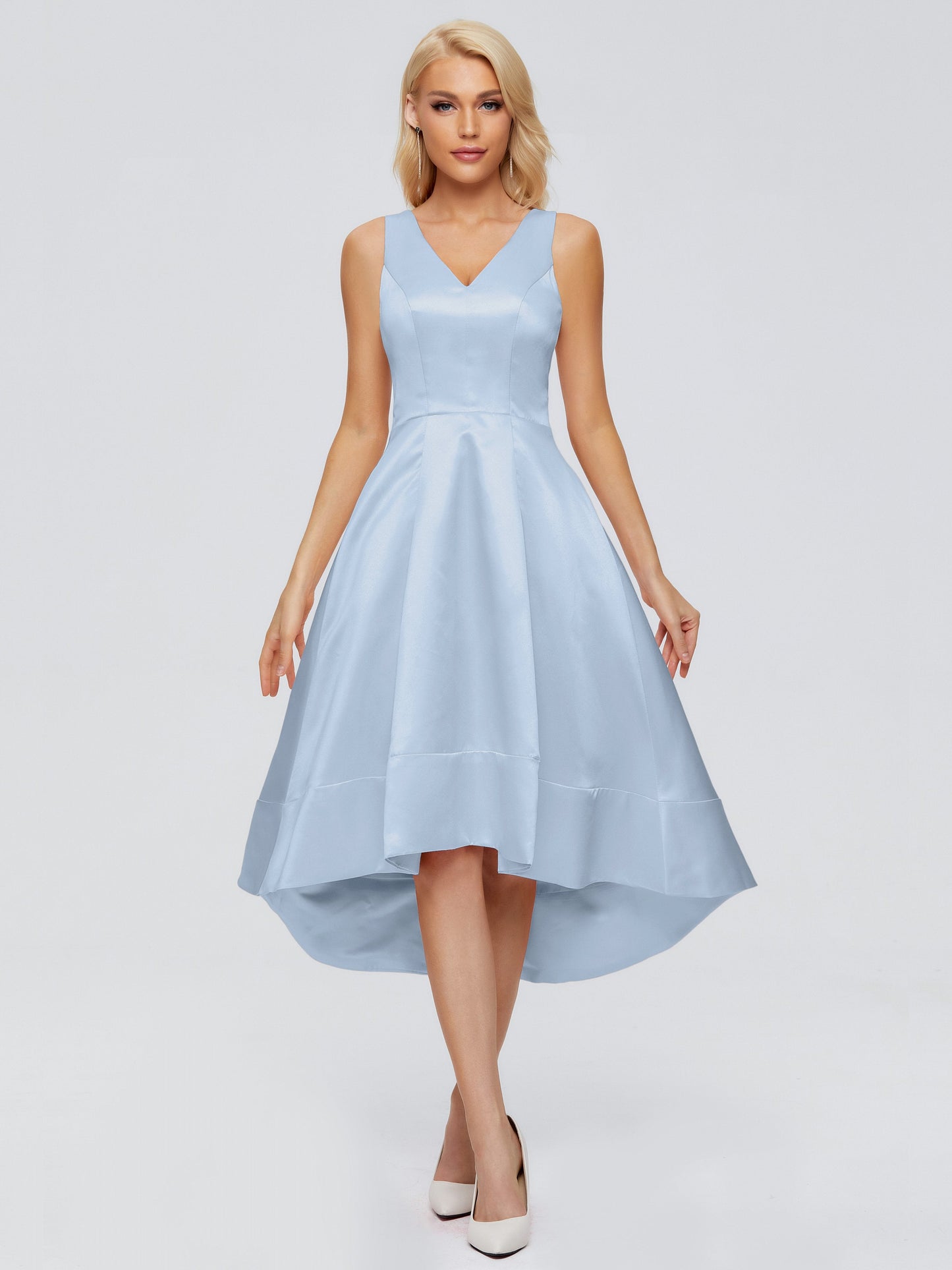 Ashley Straps Knee-length Satin Bridesmaid Dress