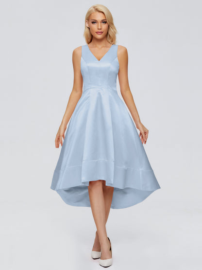 Ashley Straps Knee-length Satin Bridesmaid Dress