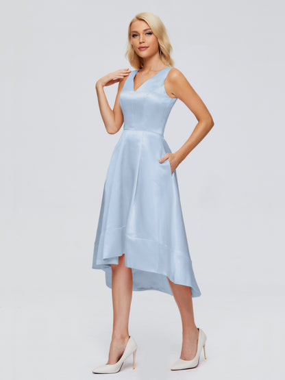 Ashley Straps Knee-length Satin Bridesmaid Dress