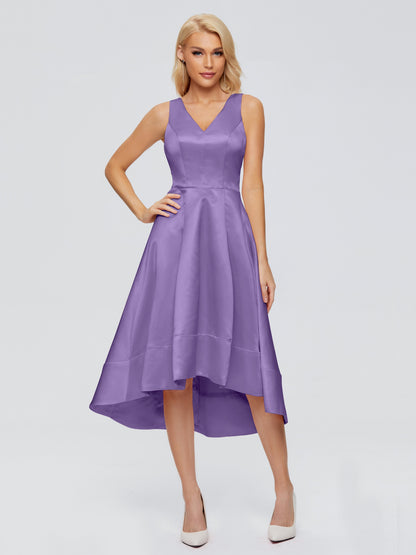 Ashley Straps Knee-length Satin Bridesmaid Dress