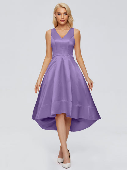 Ashley Straps Knee-length Satin Bridesmaid Dress