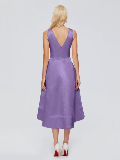 Ashley Straps Knee-length Satin Bridesmaid Dress