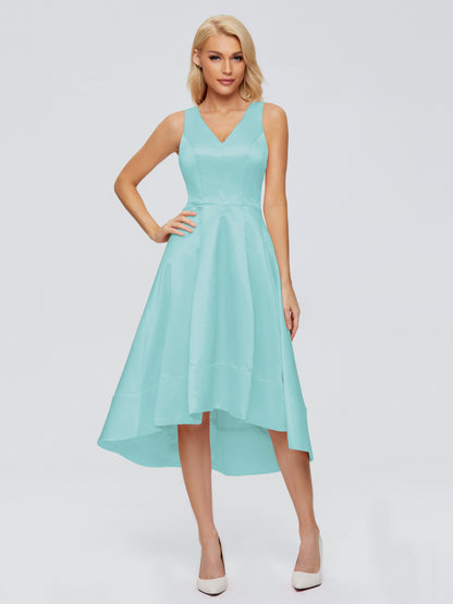 Ashley Straps Knee-length Satin Bridesmaid Dress