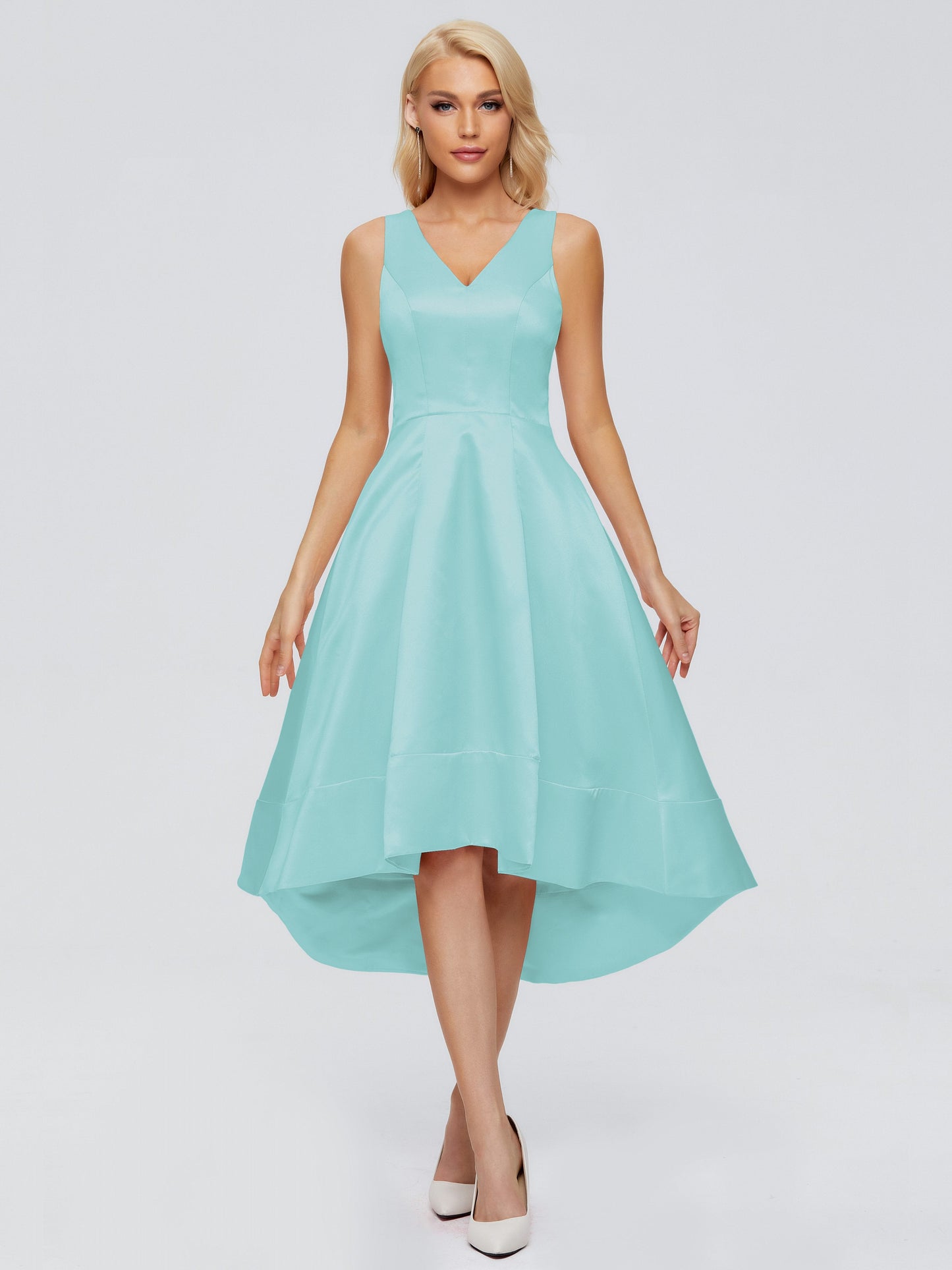 Ashley Straps Knee-length Satin Bridesmaid Dress
