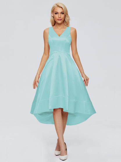 Ashley Straps Knee-length Satin Bridesmaid Dress