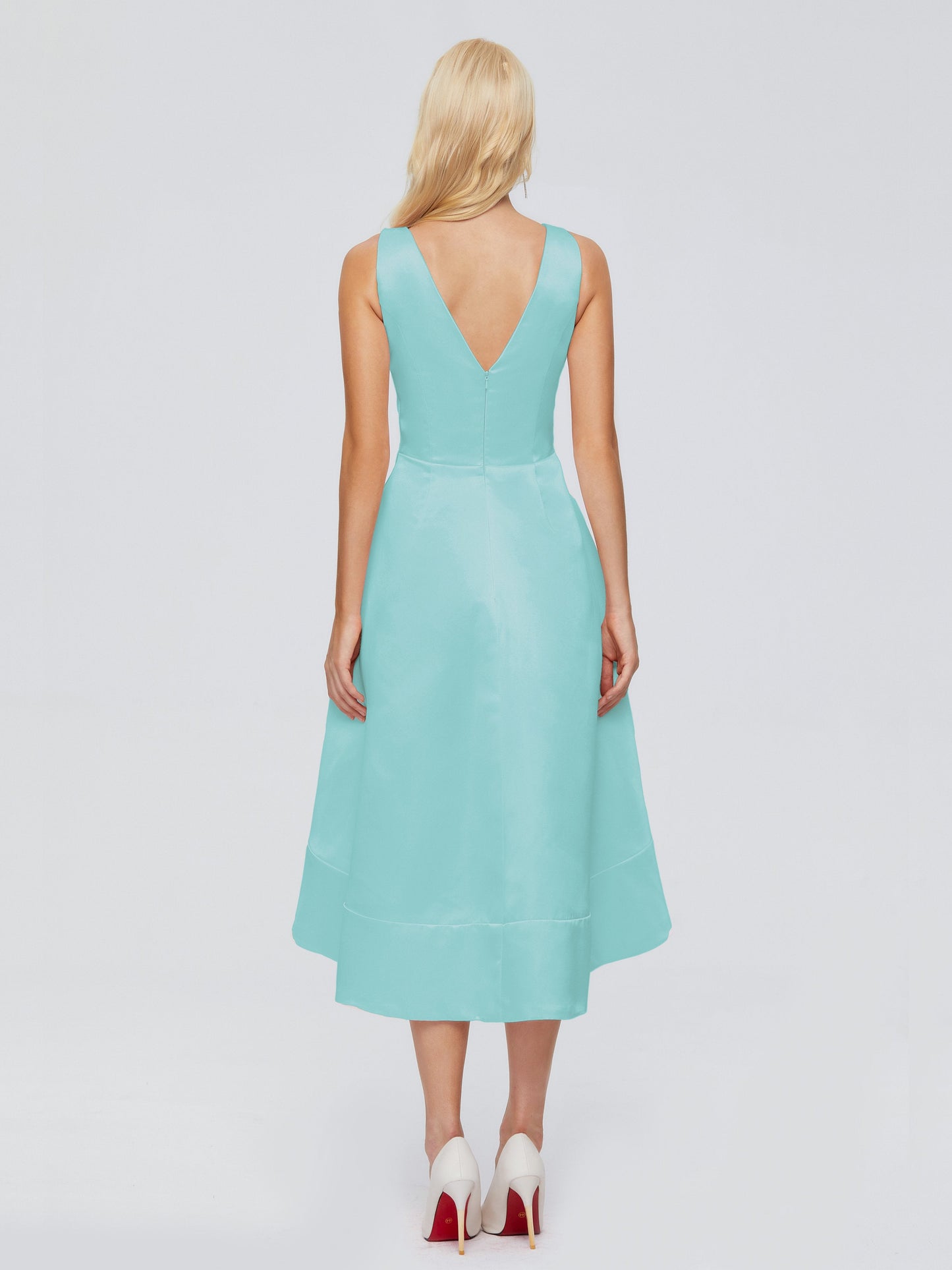 Ashley Straps Knee-length Satin Bridesmaid Dress