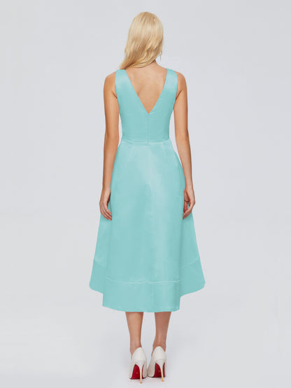 Ashley Straps Knee-length Satin Bridesmaid Dress