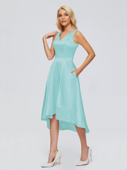 Ashley Straps Knee-length Satin Bridesmaid Dress