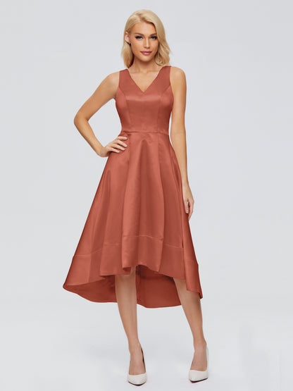 Ashley Straps Knee-length Satin Bridesmaid Dress