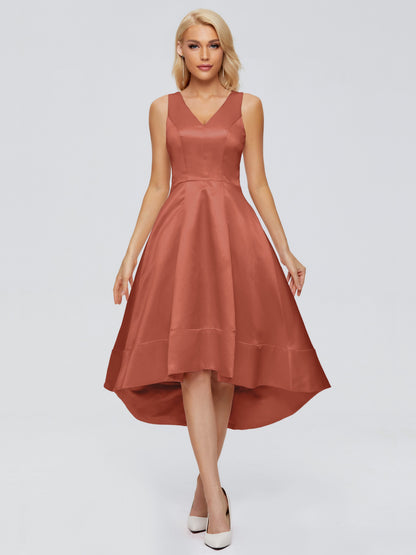 Ashley Straps Knee-length Satin Bridesmaid Dress