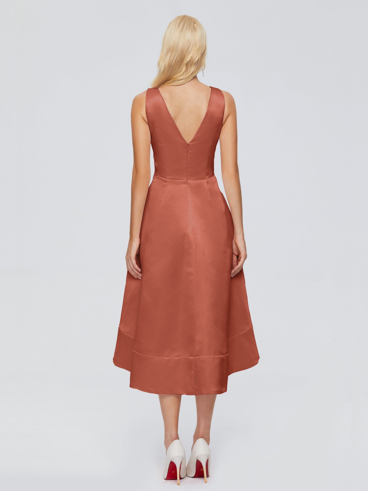Ashley Straps Knee-length Satin Bridesmaid Dress