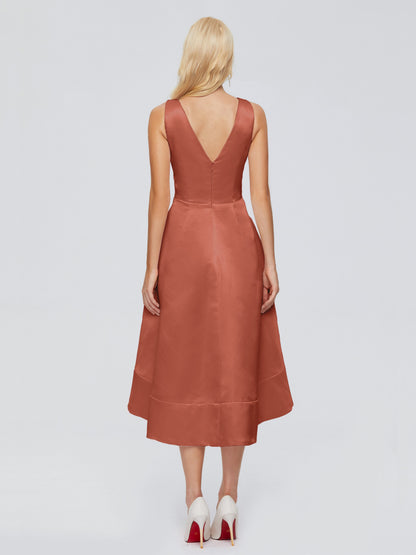 Ashley Straps Knee-length Satin Bridesmaid Dress