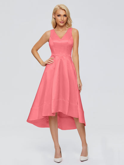 Ashley Straps Knee-length Satin Bridesmaid Dress