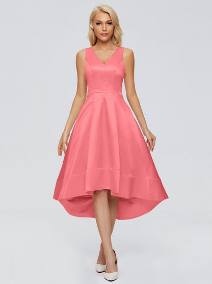 Ashley Straps Knee-length Satin Bridesmaid Dress