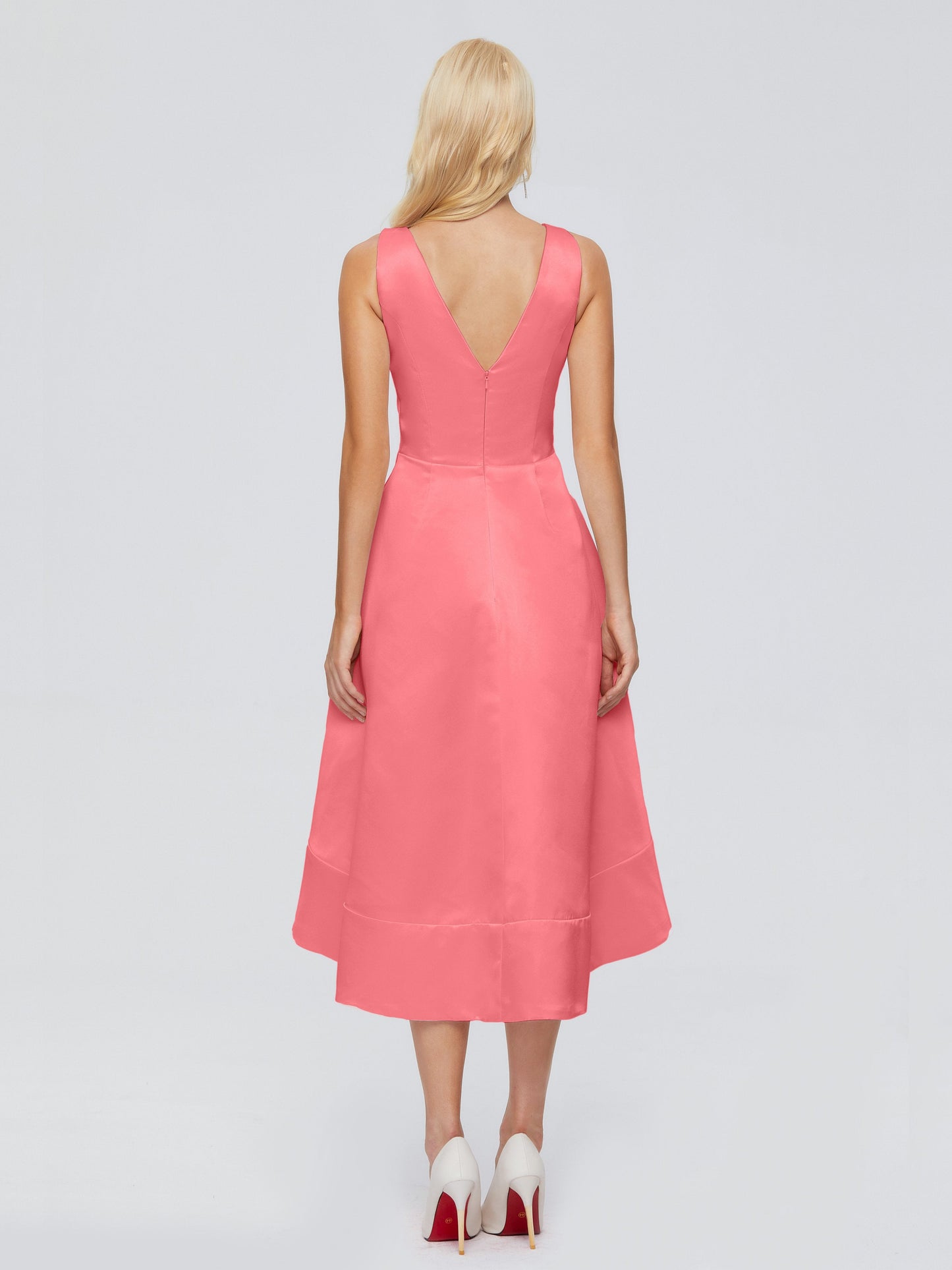 Ashley Straps Knee-length Satin Bridesmaid Dress