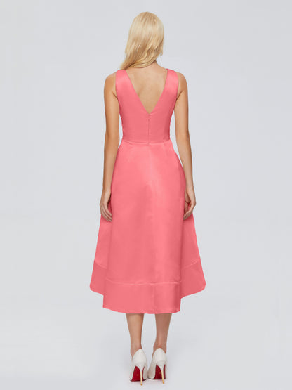 Ashley Straps Knee-length Satin Bridesmaid Dress