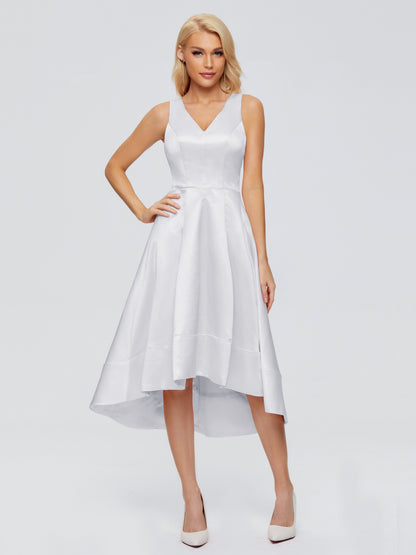 Ashley Straps Knee-length Satin Bridesmaid Dress