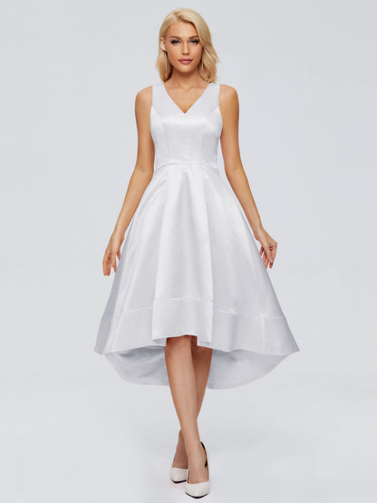 Ashley Straps Knee-length Satin Bridesmaid Dress