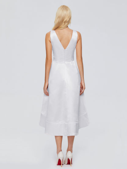 Ashley Straps Knee-length Satin Bridesmaid Dress