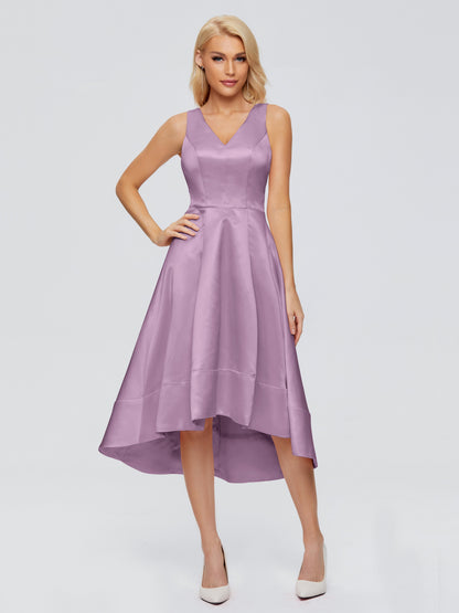 Ashley Straps Knee-length Satin Bridesmaid Dress