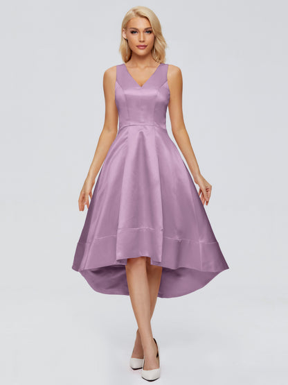 Ashley Straps Knee-length Satin Bridesmaid Dress