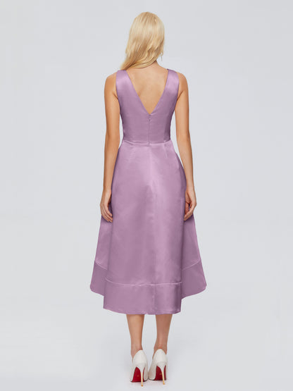 Ashley Straps Knee-length Satin Bridesmaid Dress