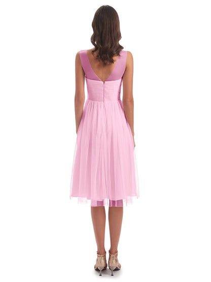 Brooklyn Knee Length Illusion Scoop Tulle Bridesmaid Dresses