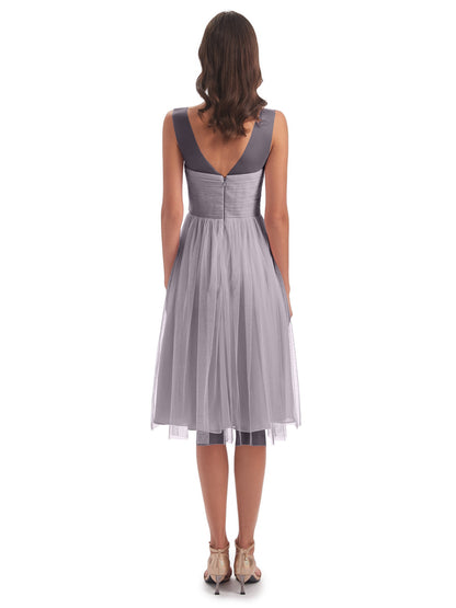 Brooklyn Knee Length Illusion Scoop Tulle Bridesmaid Dresses