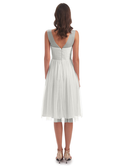 Brooklyn Knee Length Illusion Scoop Tulle Bridesmaid Dresses
