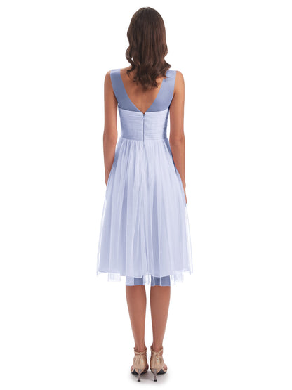 Brooklyn Knee Length Illusion Scoop Tulle Bridesmaid Dresses
