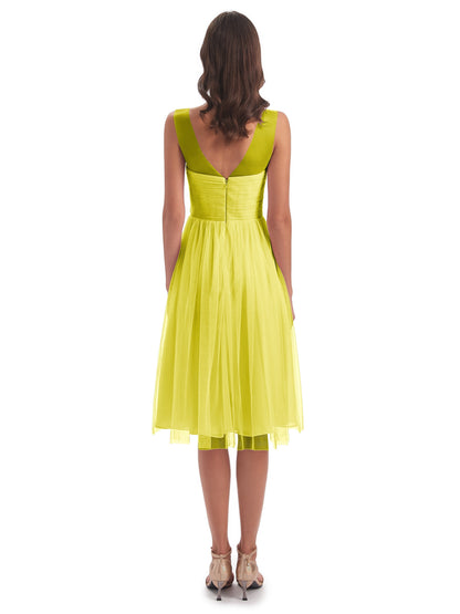 Brooklyn Knee Length Illusion Scoop Tulle Bridesmaid Dresses