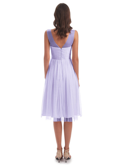 Brooklyn Knee Length Illusion Scoop Tulle Bridesmaid Dresses