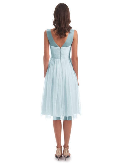 Brooklyn Knee Length Illusion Scoop Tulle Bridesmaid Dresses
