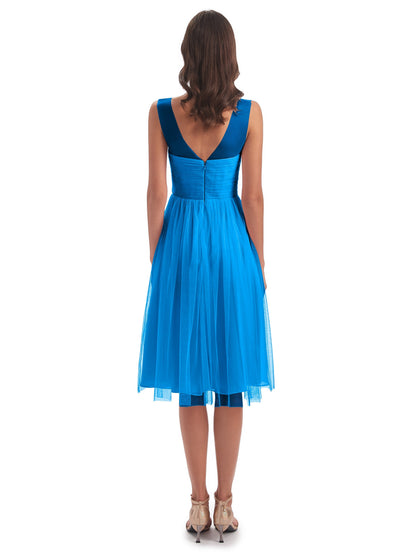 Brooklyn Knee Length Illusion Scoop Tulle Bridesmaid Dresses