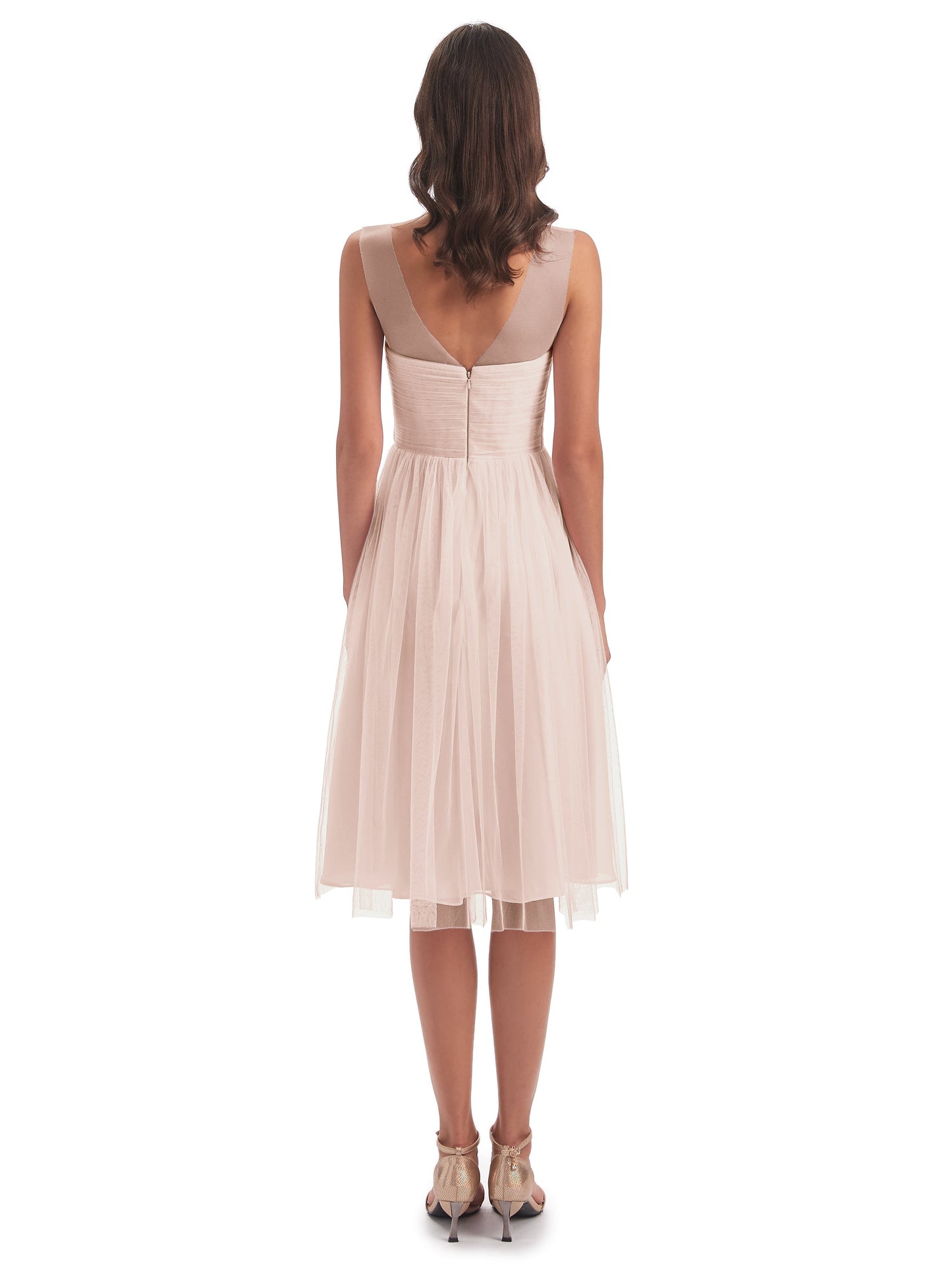 Brooklyn Knee Length Illusion Scoop Tulle Bridesmaid Dresses