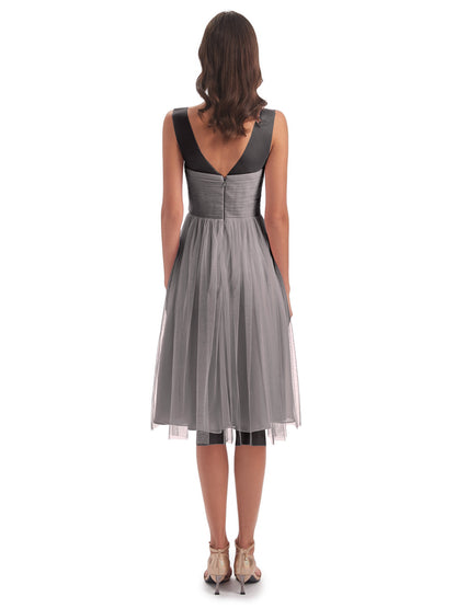 Brooklyn Knee Length Illusion Scoop Tulle Bridesmaid Dresses