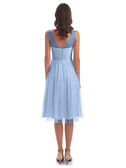 Brooklyn Knee Length Illusion Scoop Tulle Bridesmaid Dresses