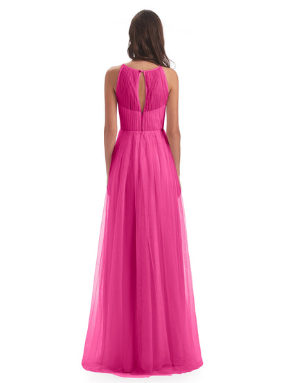 Carla Floor Length Halter Tulle Bridesmaid Dresses