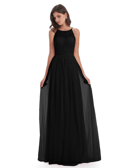 Carla Floor Length Halter Tulle Bridesmaid Dresses