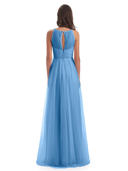 Carla Floor Length Halter Tulle Bridesmaid Dresses