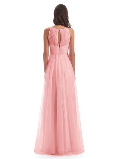 Carla Floor Length Halter Tulle Bridesmaid Dresses